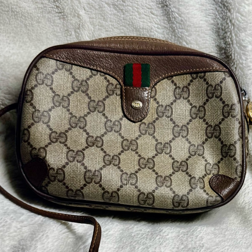 Gucci Signature Brown and Cream Crossbody Bag